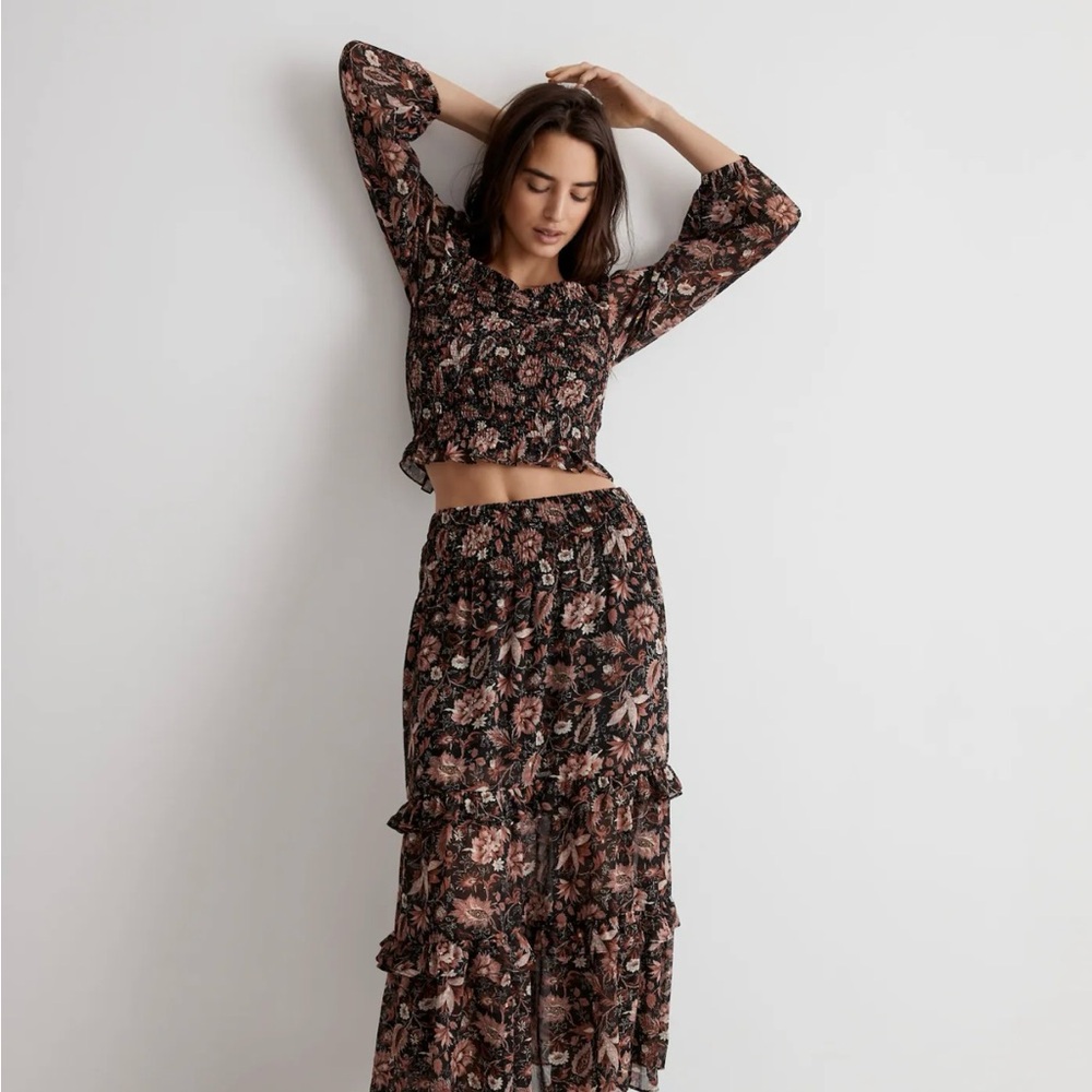 Madewell ruffleTiered midi Skirt